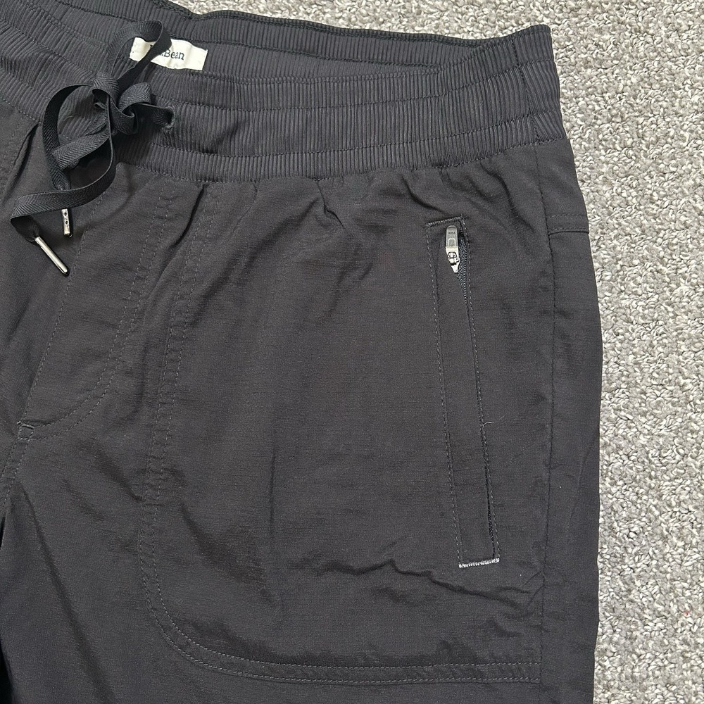 L.L. Bean Black Nylon Hiking Shorts Women's MEDIUM Drawstring Pull-On 6" Inseam - Picture 5 of 9